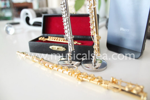 Miniature Golden Flute Musical Instrument